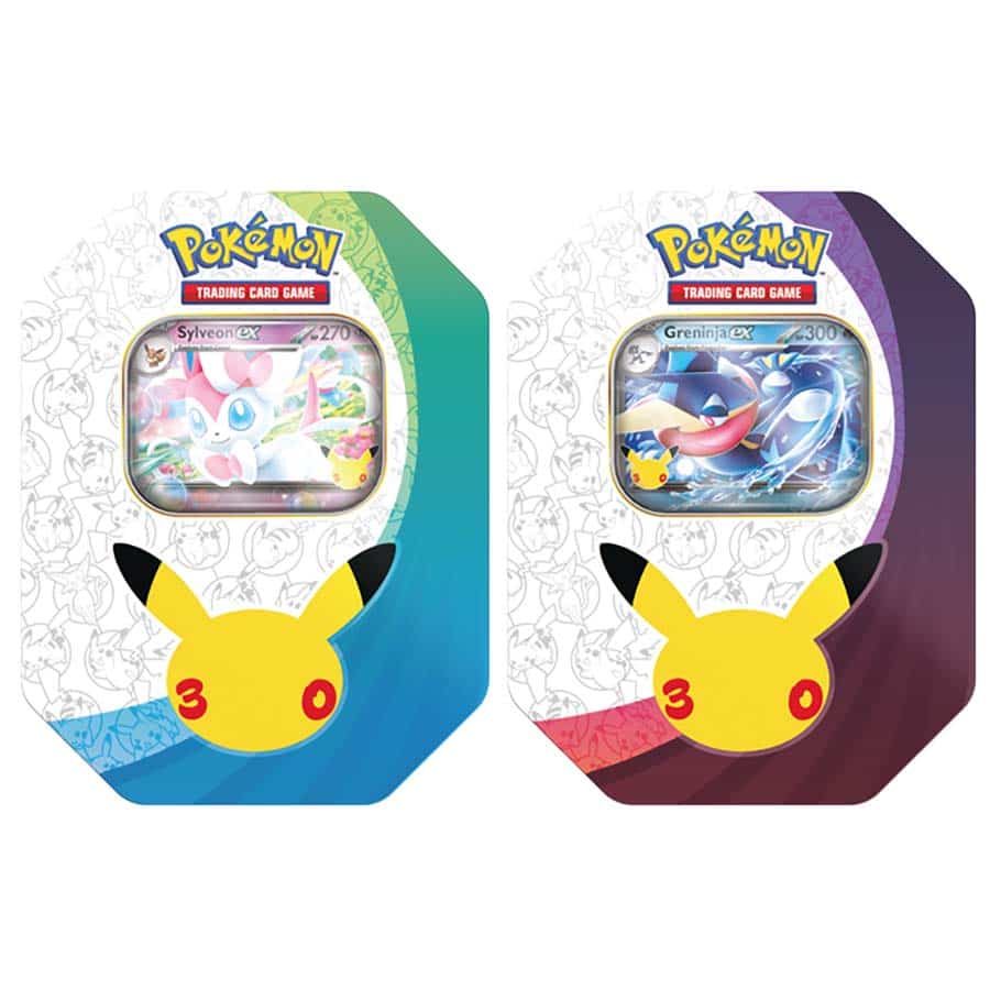 Pokémon TCG: 30th Celebration Tin – Greninja ex / Sylveon ex (Assorteret)